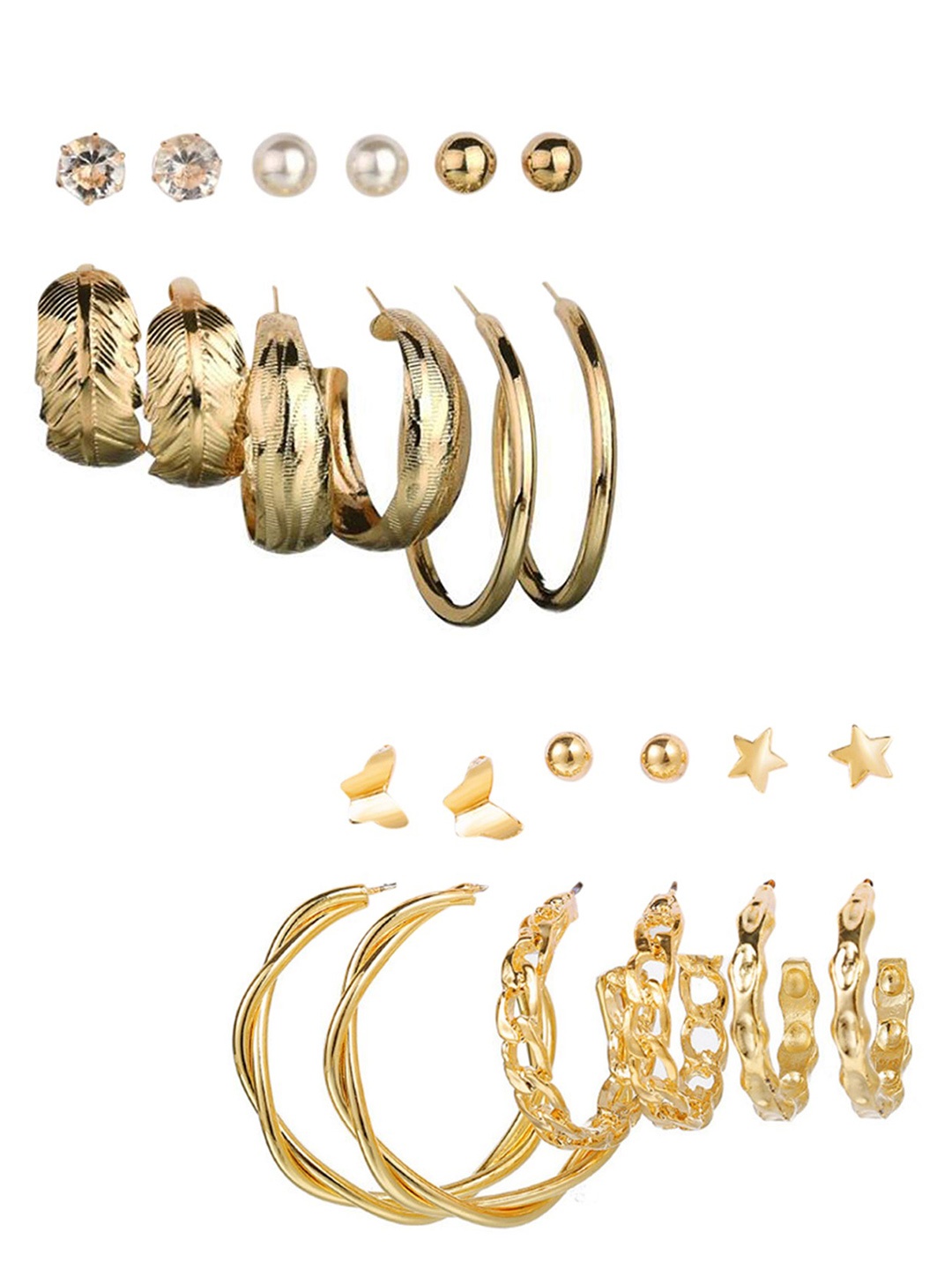 

Vembley Set Of 6 Gold-Plated Contemporary Studs Earrings