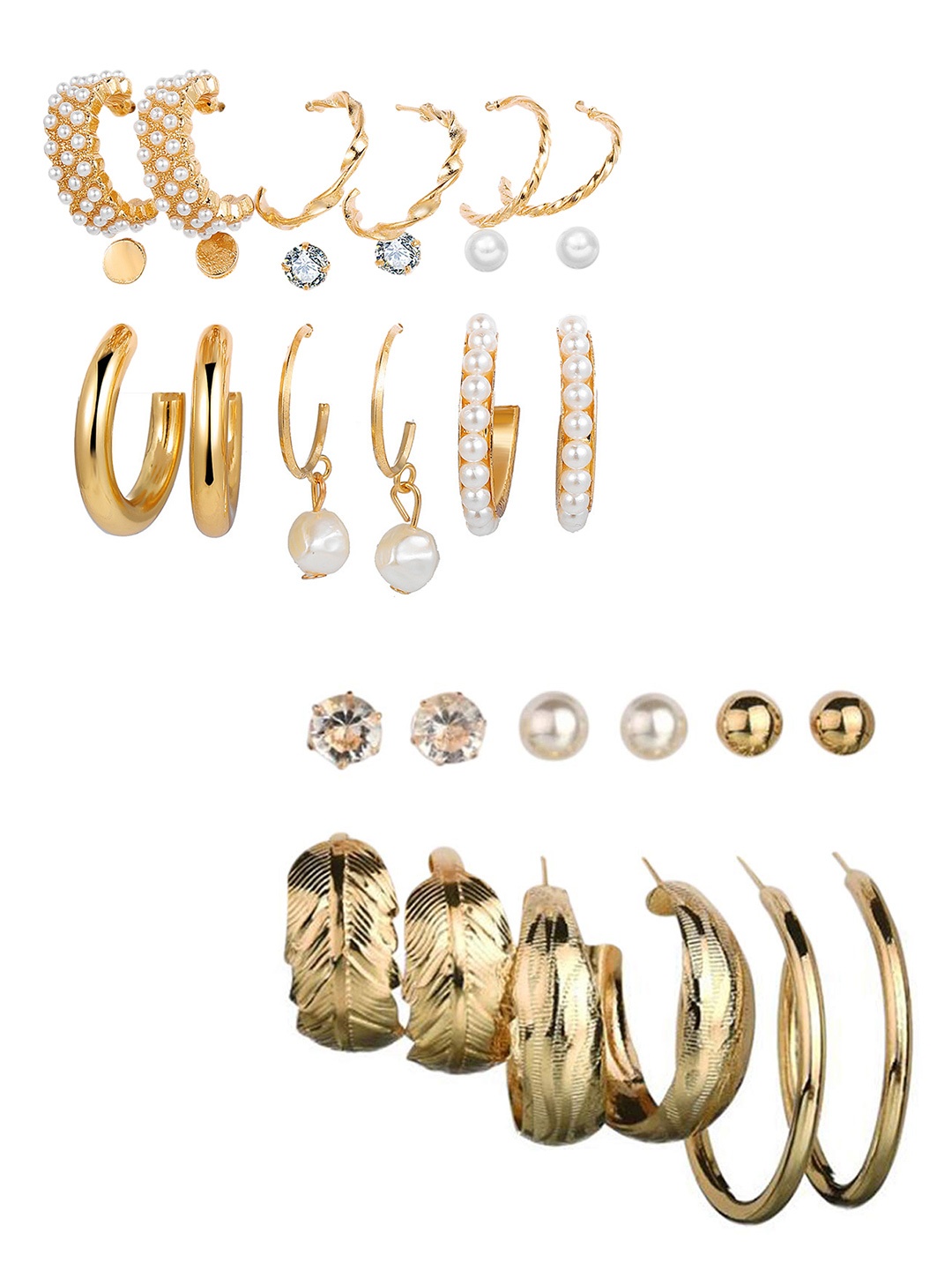 

Vembley Set of 15 Gold-Toned Contemporary Studs Earrings