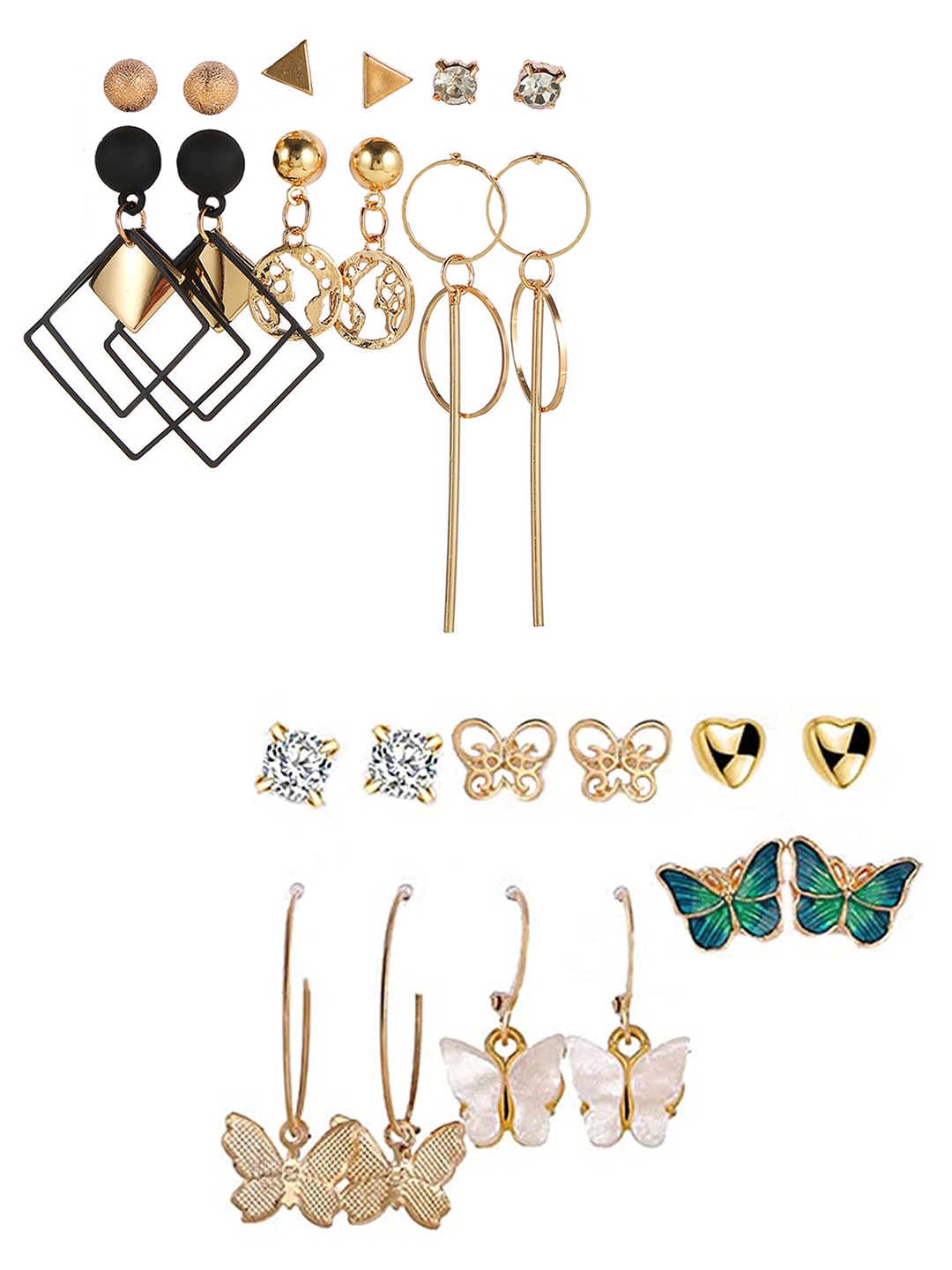 

Vembley Women Gold-Toned Set of 12 Contemporary Studs Earrings