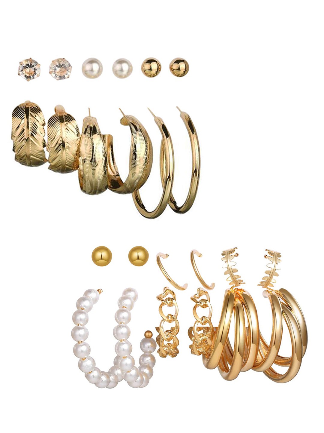 

Vembley Gold-Toned Pair of 12 Studs Earrings