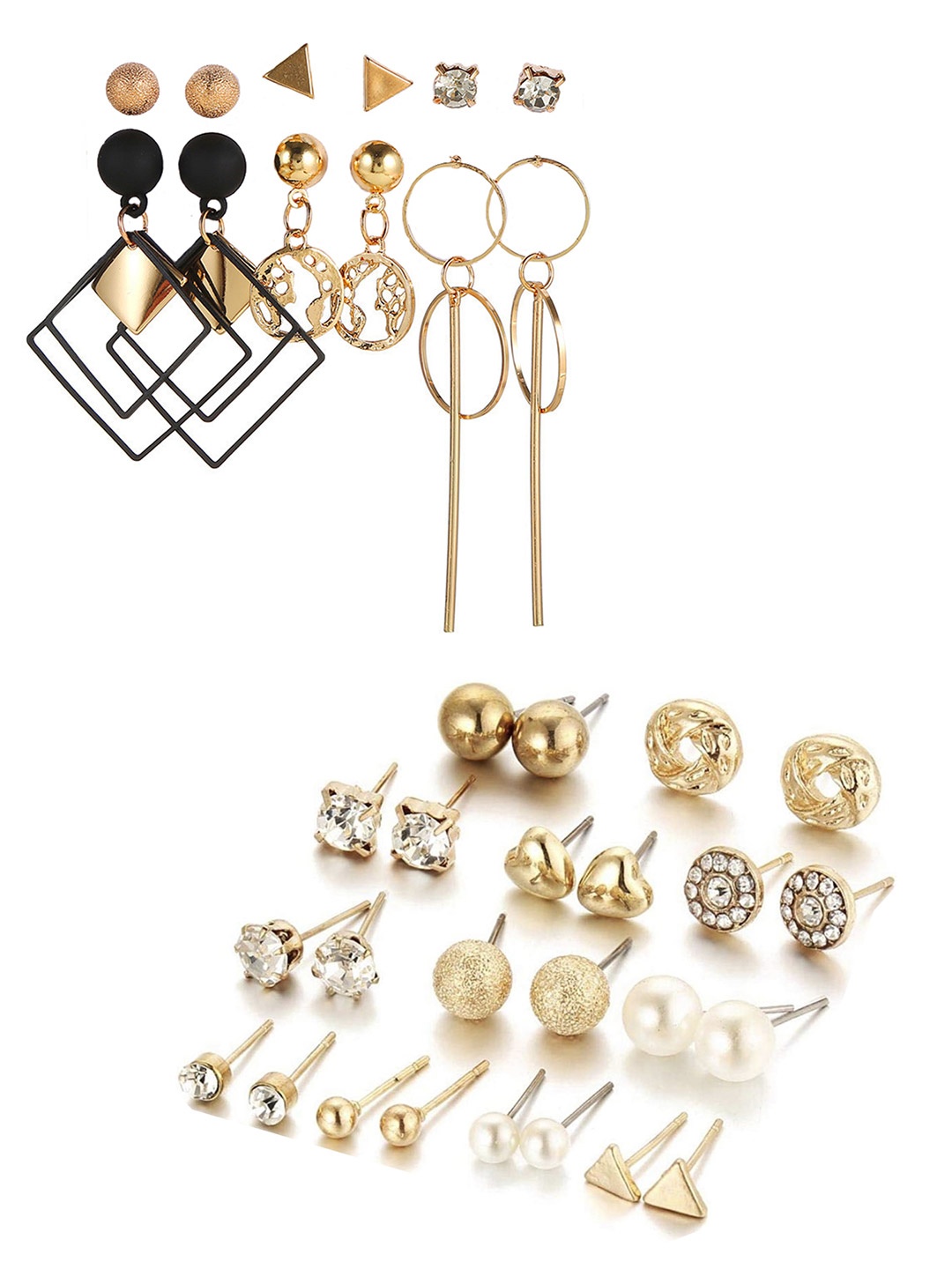 

Vembley Set of 18 Gold-Toned Contemporary Studs Earrings