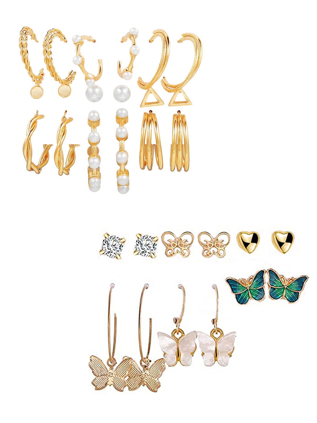 

Vembley Gold-Plated Set Of 15 Earrings