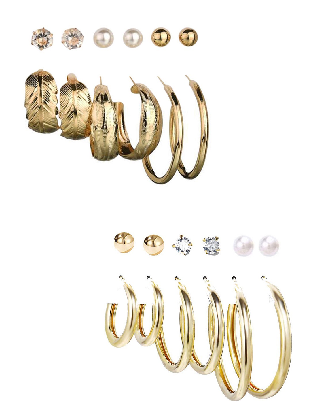 

Vembley Gold Plated Combo of 12 Pair Hoop and Studs Earrings