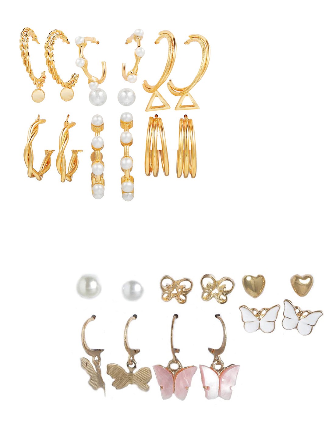 

Vembley Women Gold-Toned Set of 12 Contemporary Studs Earrings