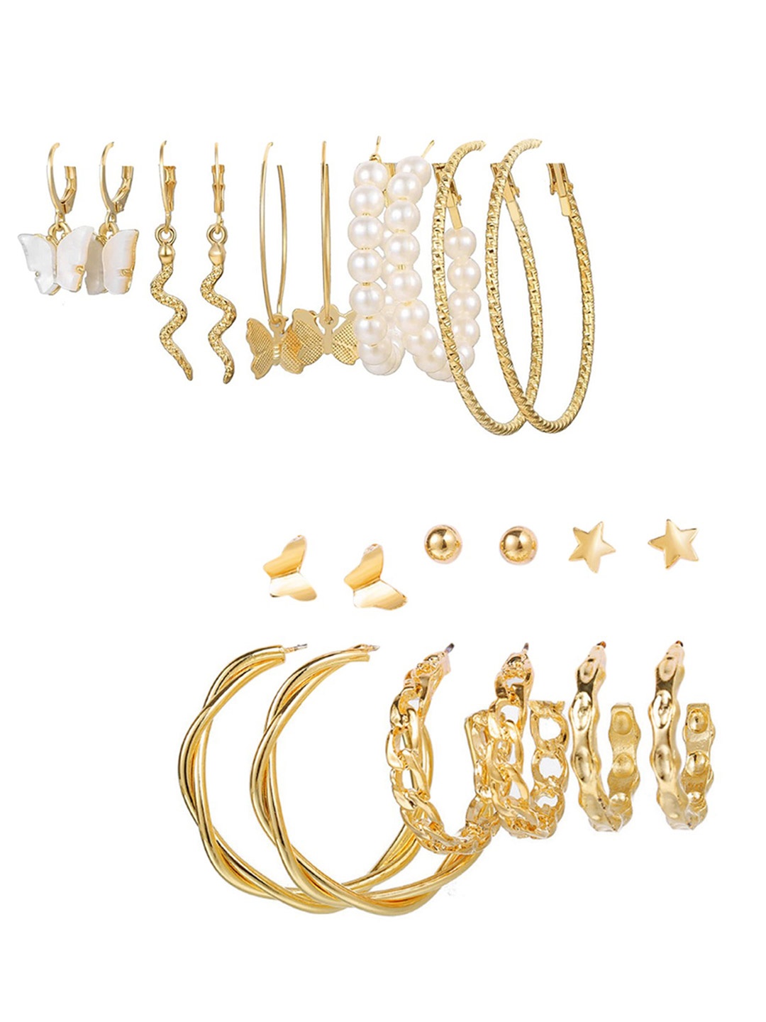 

Vembley Gold Plated Set of 11Hoop Earrings