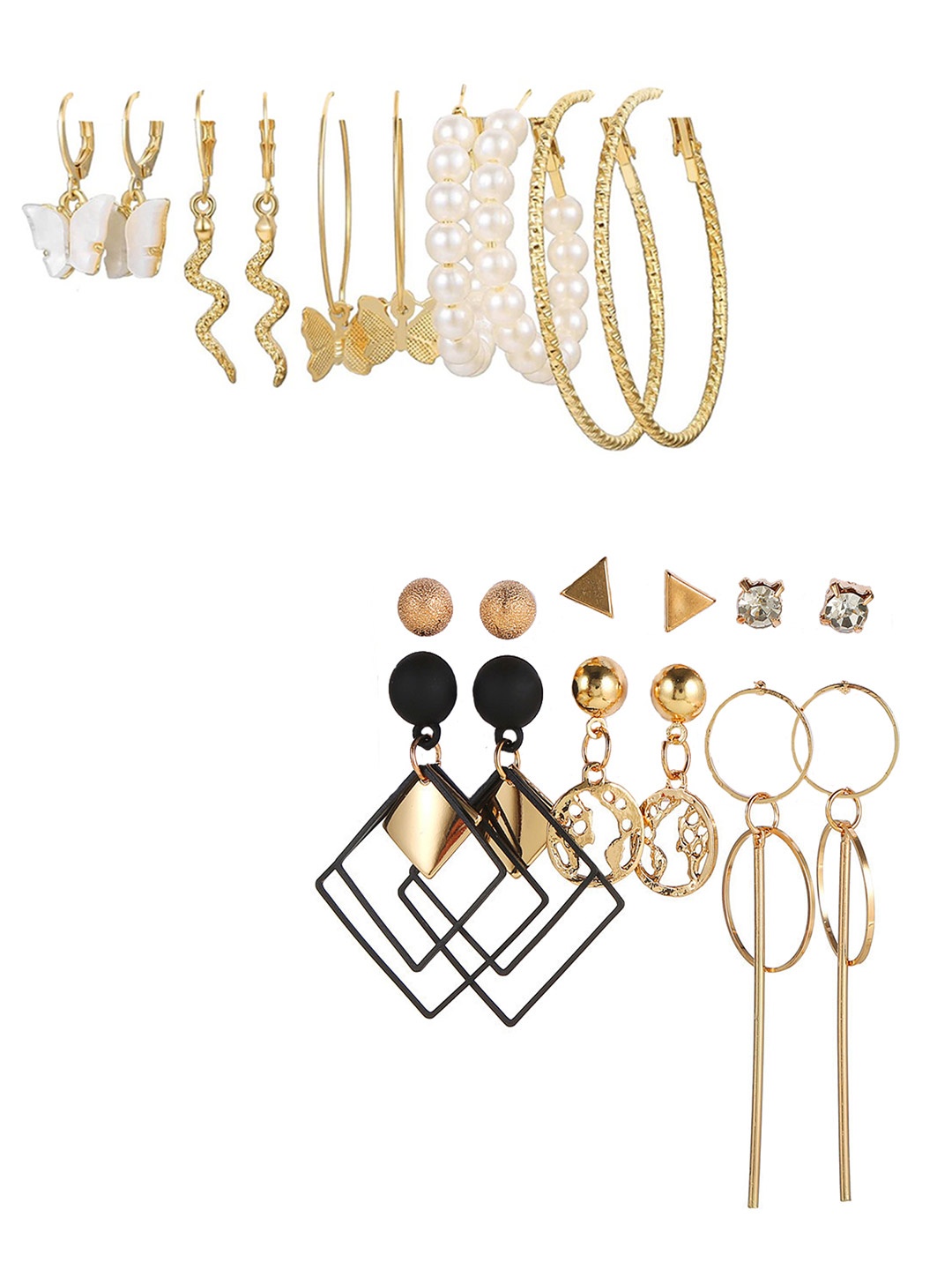 

Vembley Gold-Plated Set Of 6 Contemporary Studs Earrings