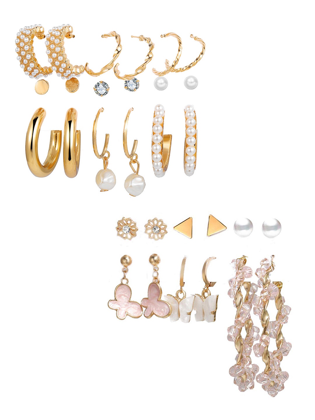 

Vembley Gold-Plated Set Of 15 Contemporary Studs Earrings