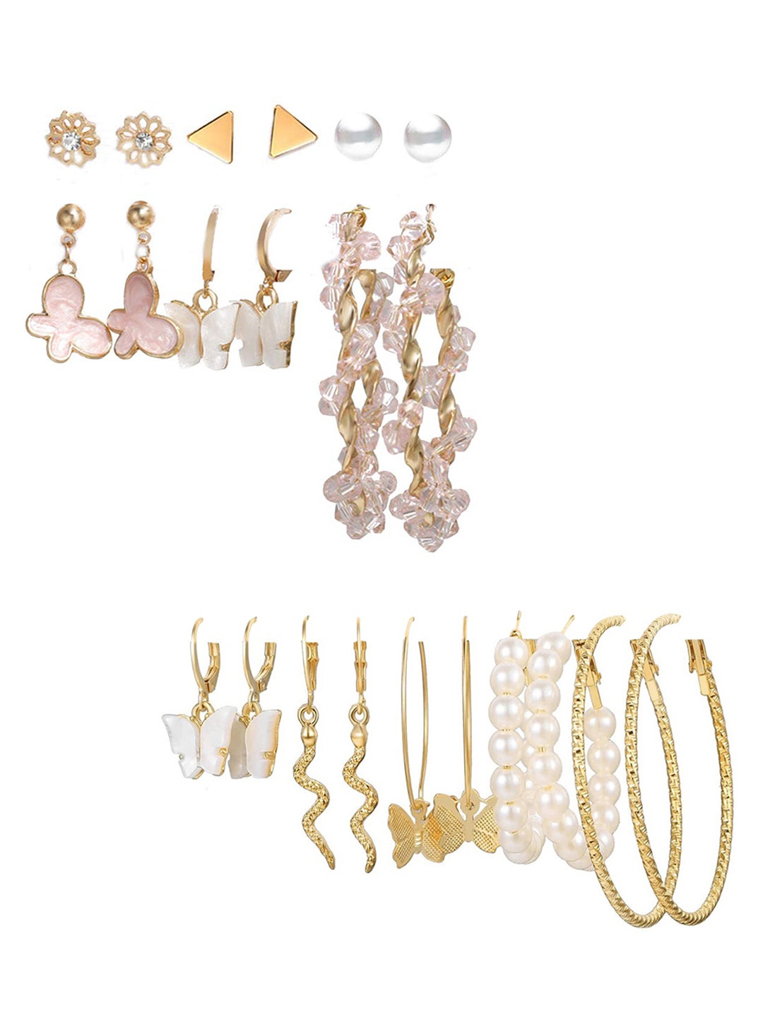 

Vembley Women Set Of 11 Gold-Toned & Plated Pearl Earrings