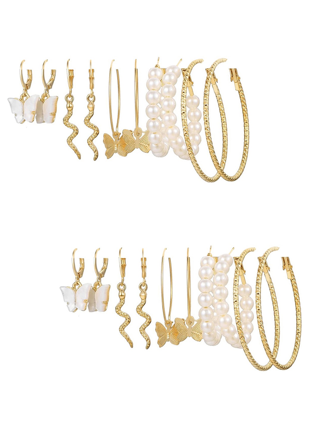 

Vembley Set Of 10 Gold-Plated Contemporary Hoop Earrings
