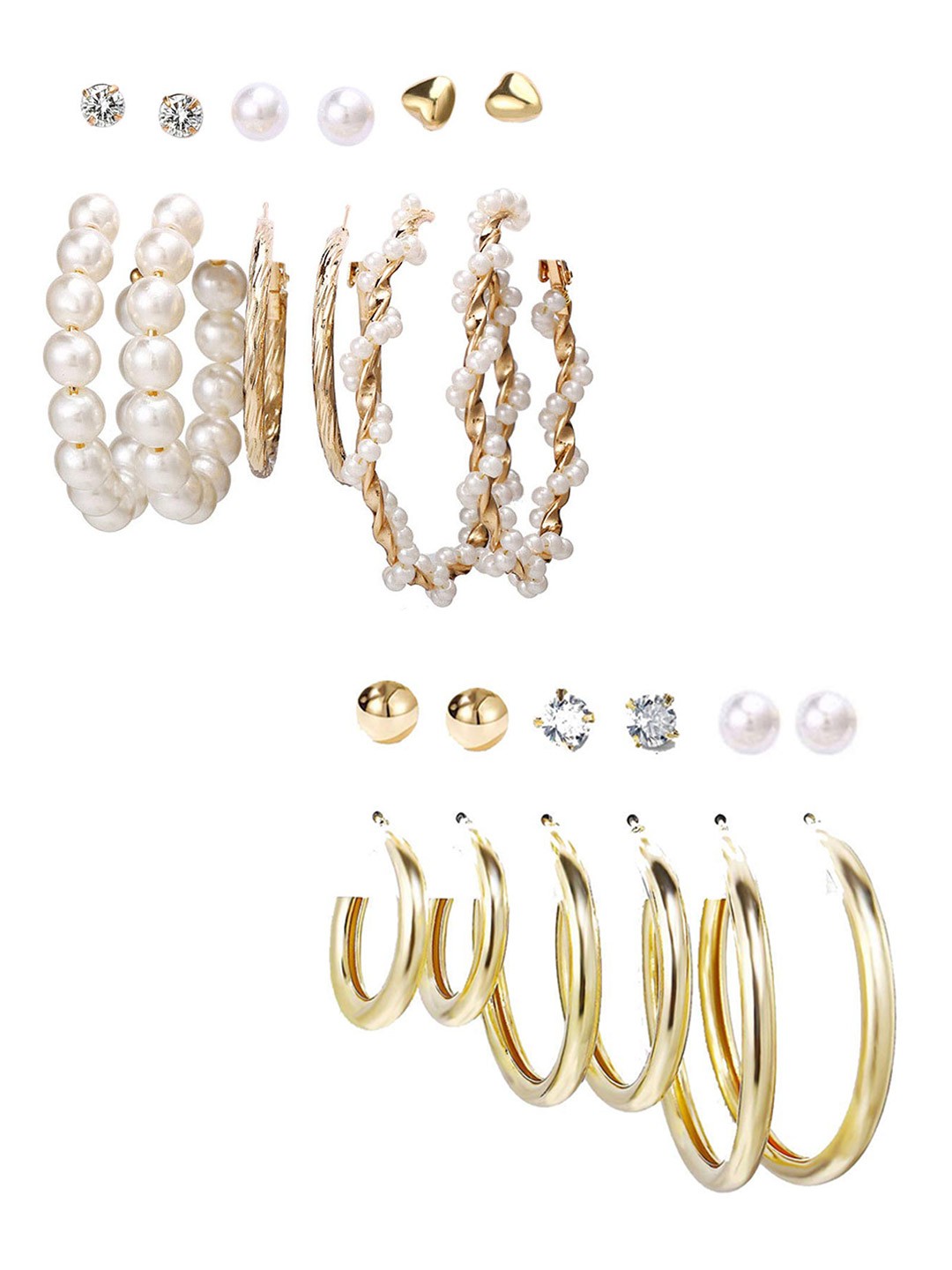 

Vembley Gold Plated Set of 12 Hoop Earrings