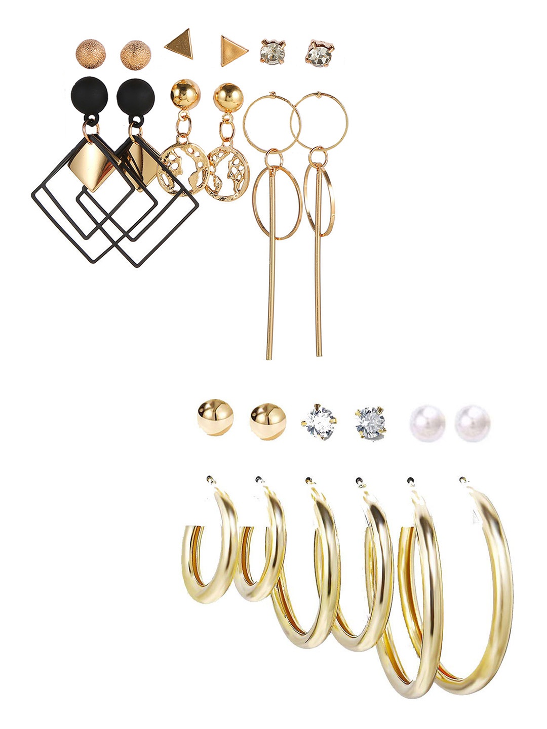 

Vembley Gold-Plated Set Of 12 Earrings