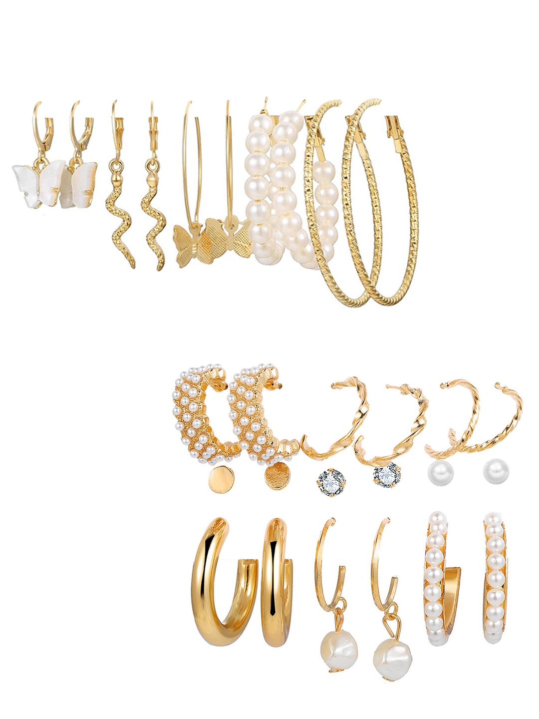 

Vembley Gold-Plated Set Of 14 Earrings