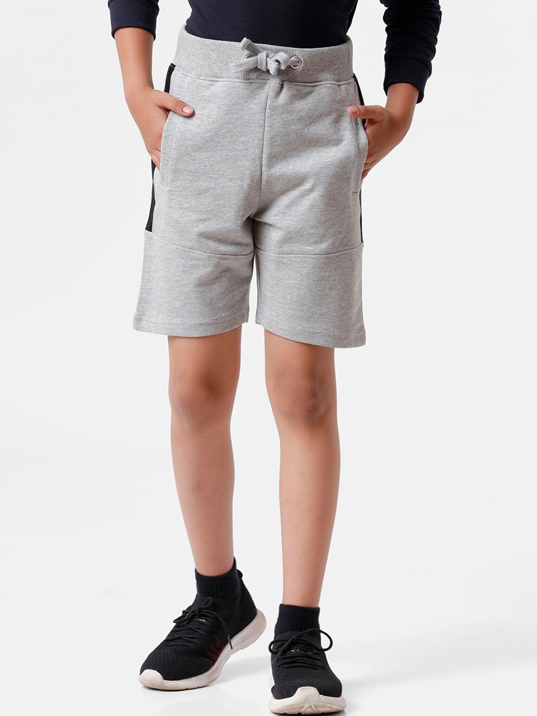 

PIPIN Boys Grey Melange Cotton Sports Shorts