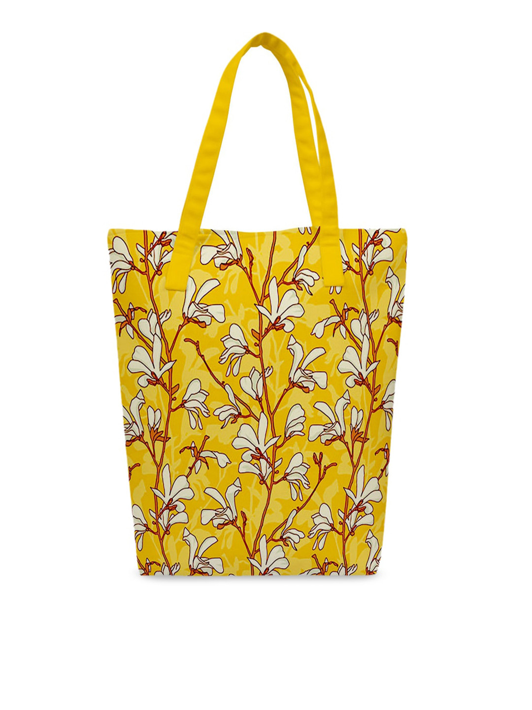

Crazy Corner Yellow & Off-White Floral Printed Shopper Tote Bag