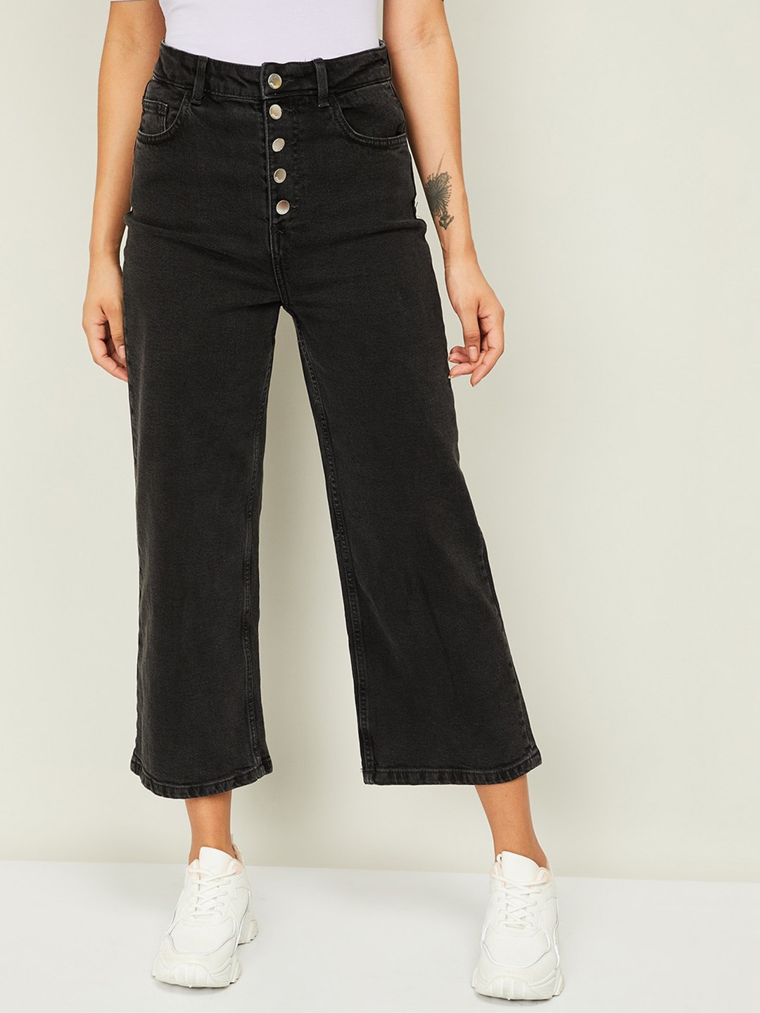 

Ginger by Lifestyle Women Black Wide Leg High-Rise Jeans