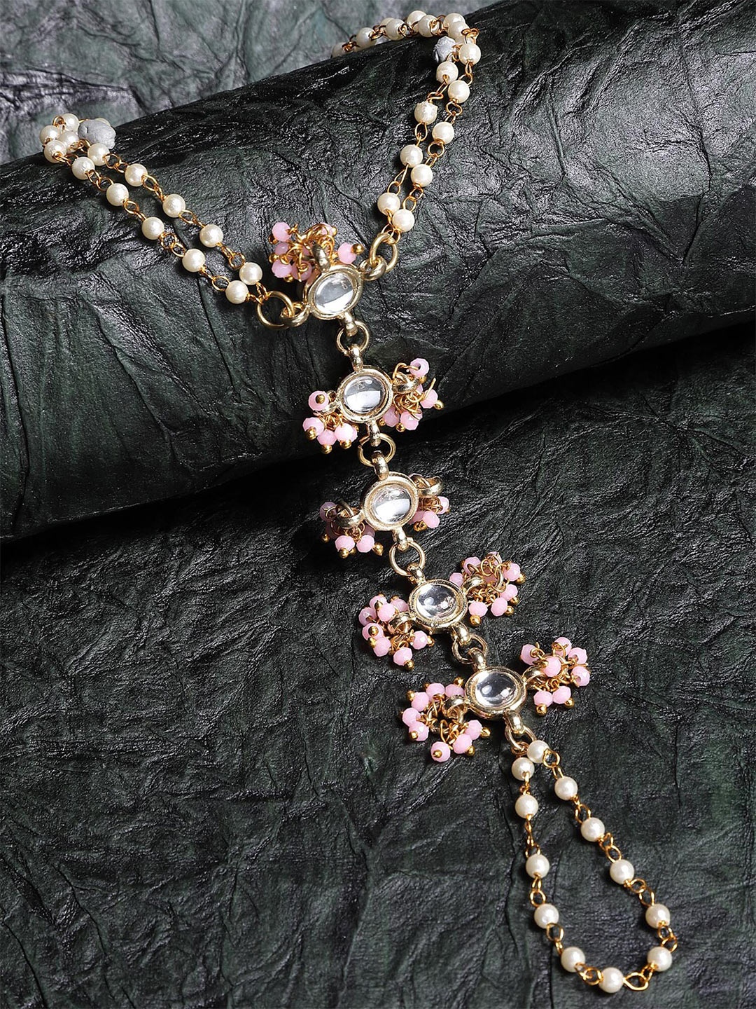 

KARATCART Women Pink Kundan Gold-Plated Charm Bracelet