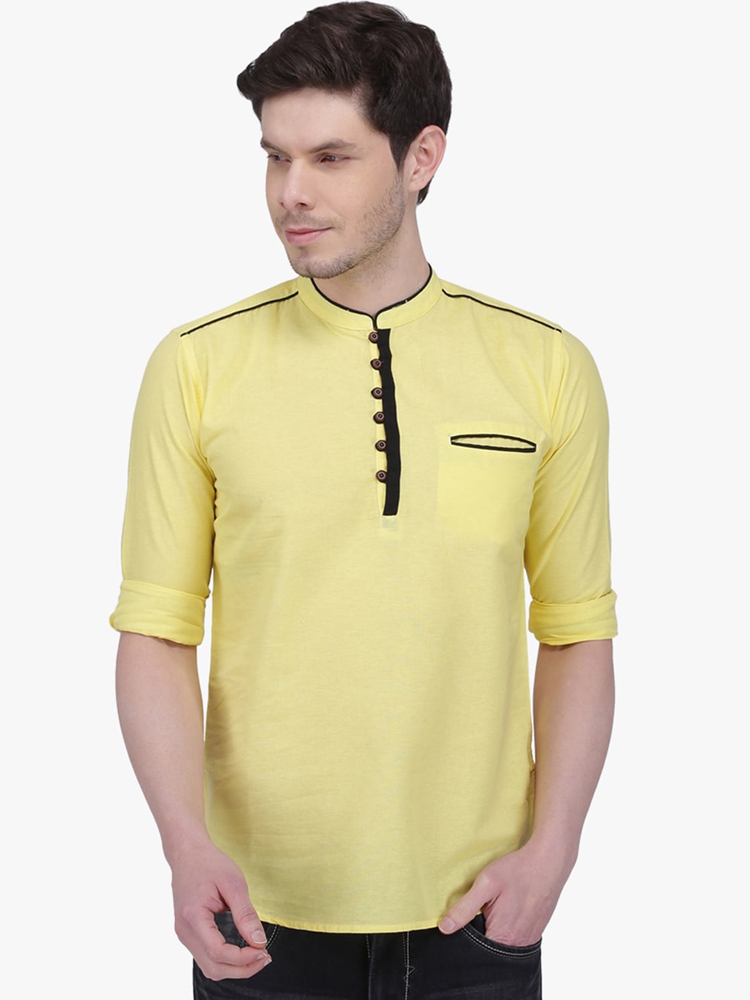 

Kuons Avenue Men Yellow Patchwork Kurta