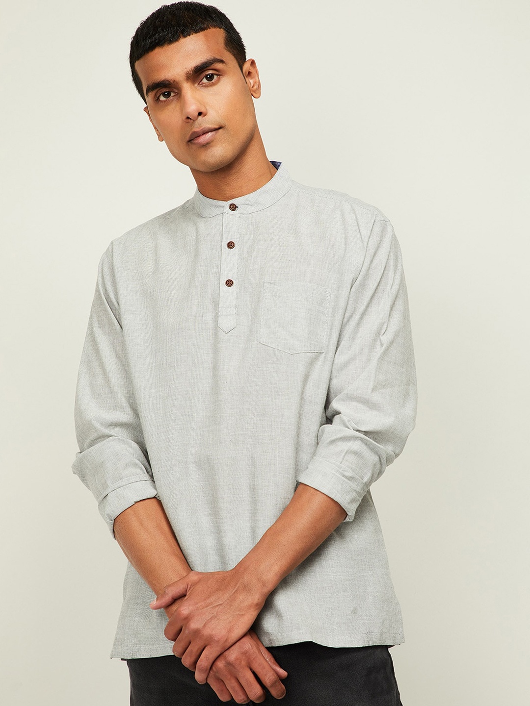 

Melange by Lifestyle Men Grey Cotton Kurta