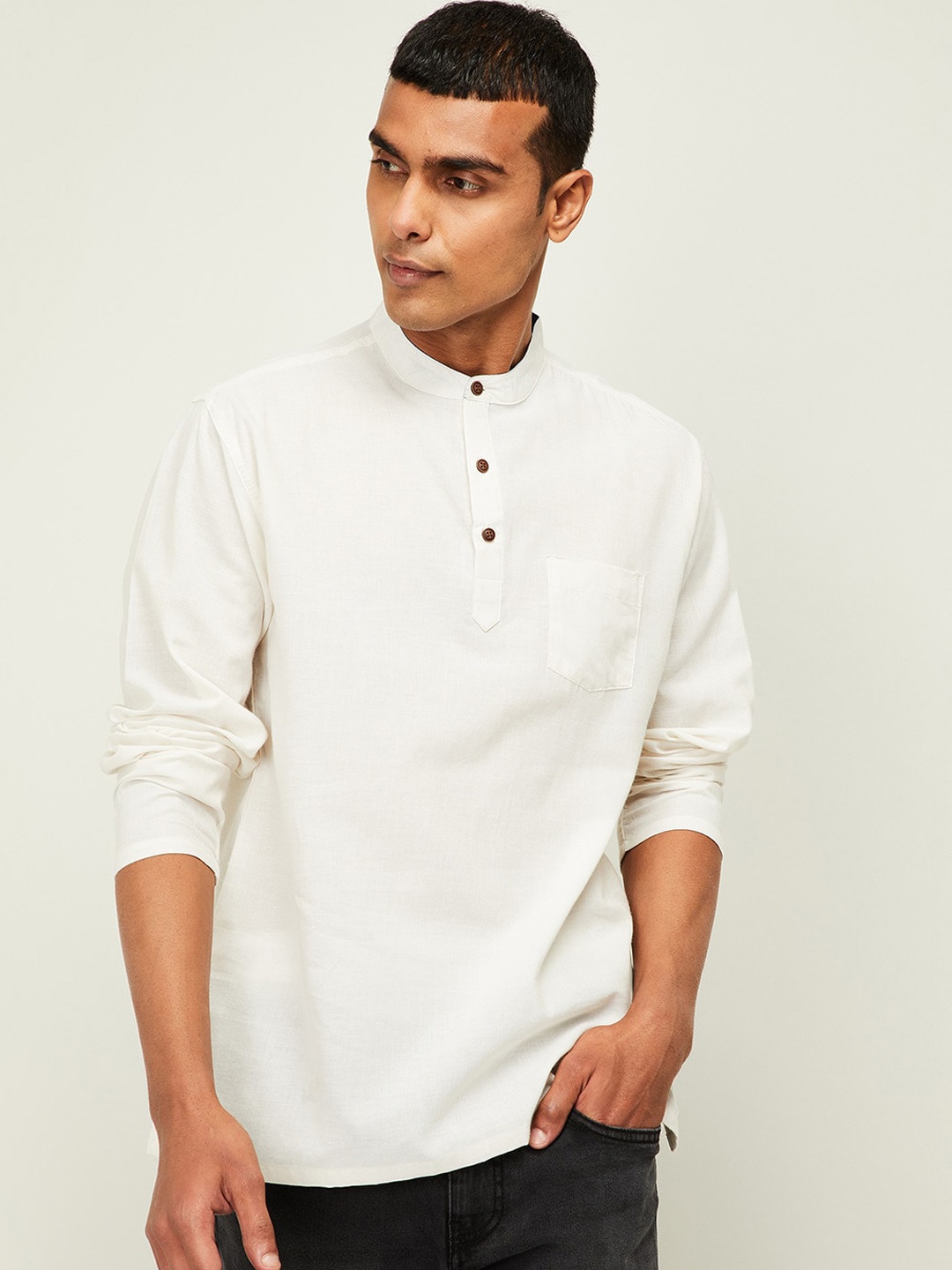 

Melange by Lifestyle Men Beige Cotton Kurta