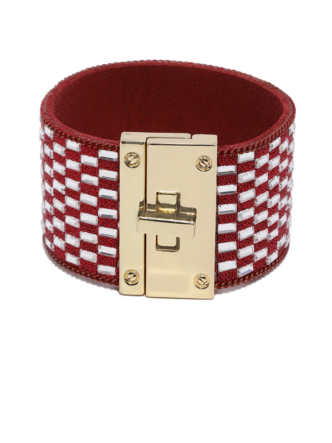

Blisscovered Women Red Embellished Wraparound Bracelet