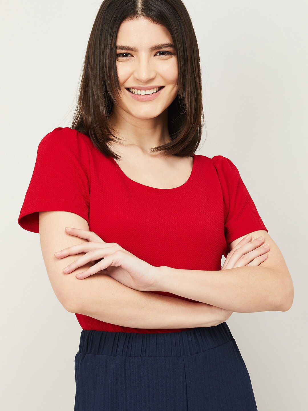 

CODE by Lifestyle Red Puff Sleeves Top