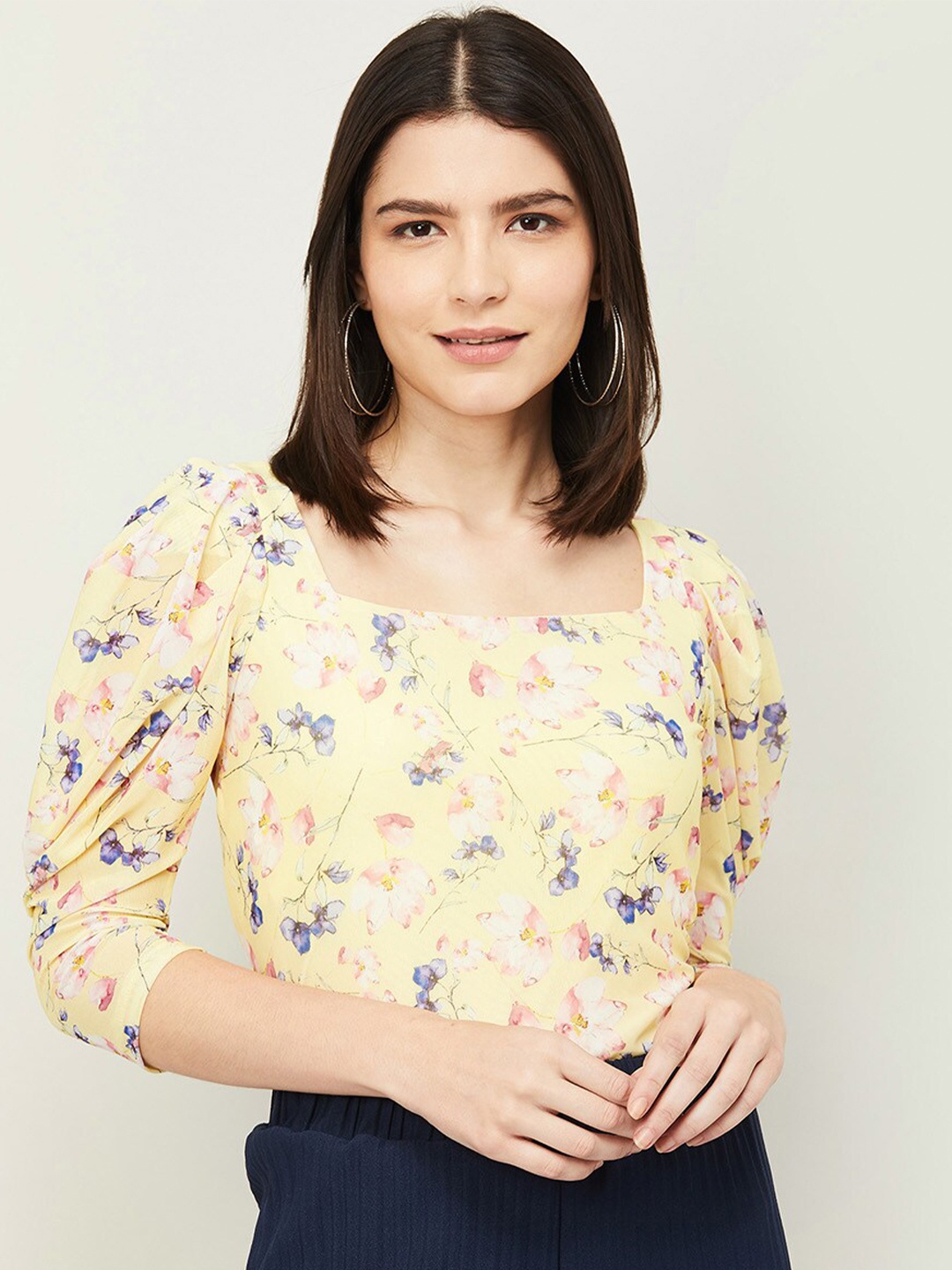 

CODE by Lifestyle Yellow Floral Print Top