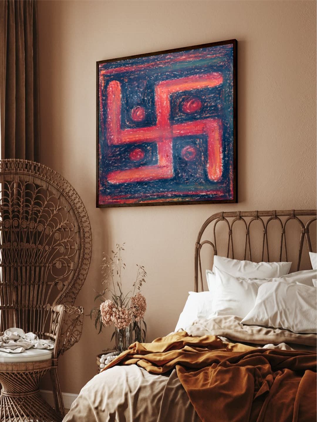 

The Art House Blue & Red Printed Canvas Wall Painting, Multi