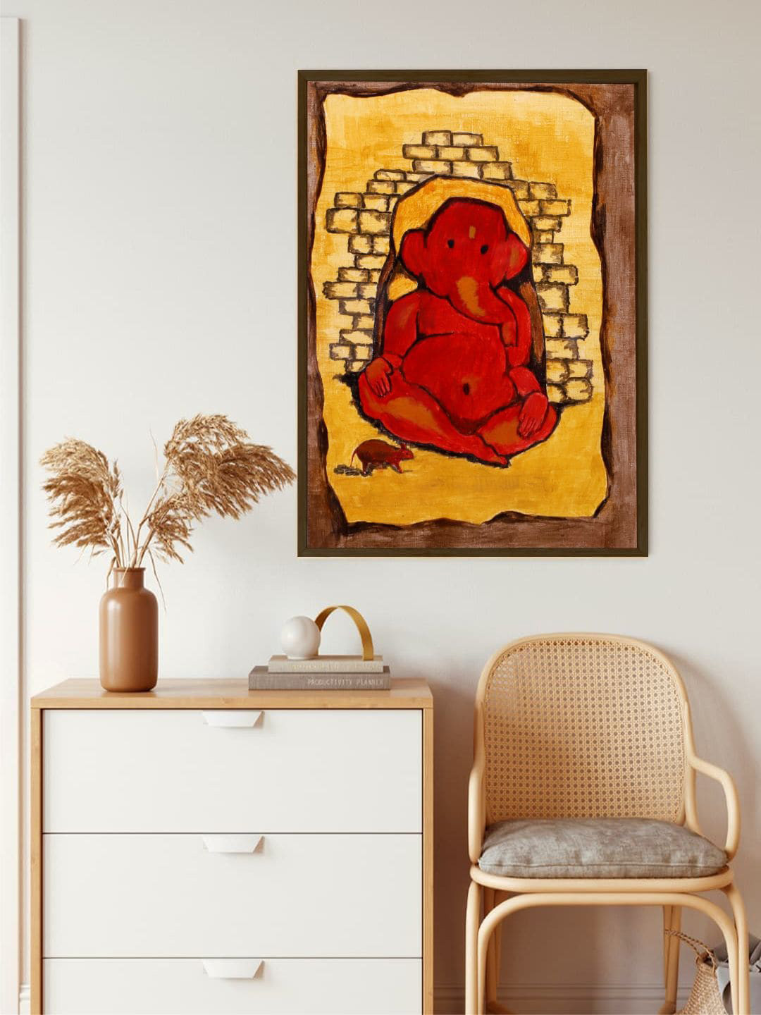 

The Art House Yellow & Red Abstract Printed Canvas Painting Wall Art