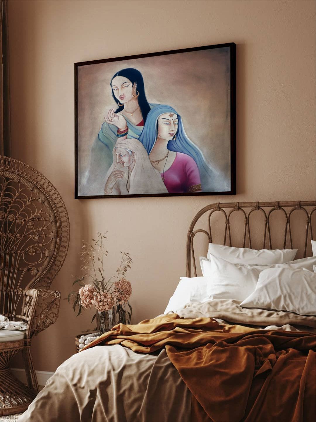 

The Art House Brown & Blue Abstract Painting Framed Wall Art