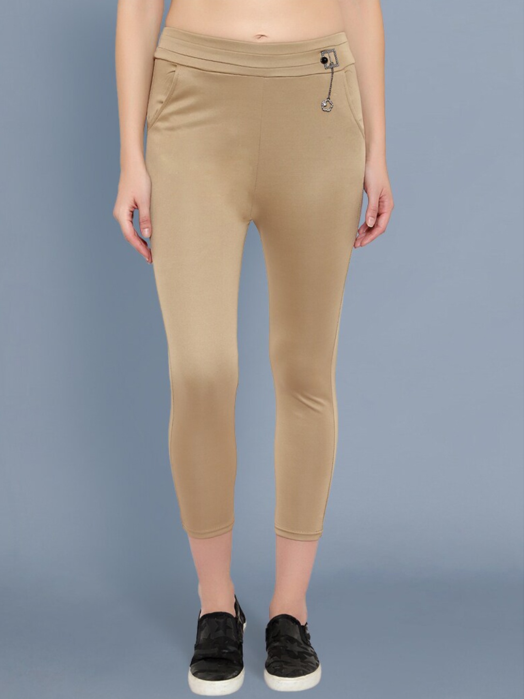 

BUY NEW TREND Women Beige Relaxed Slim Fit Chinos Trousers