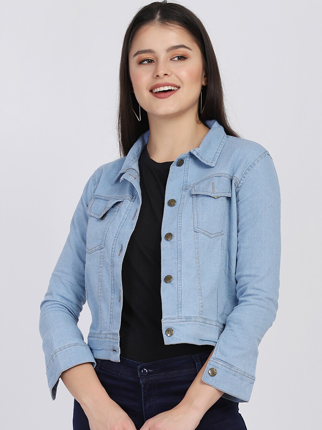 

BUY NEW TREND Women Blue Lightweight Denim Jacket