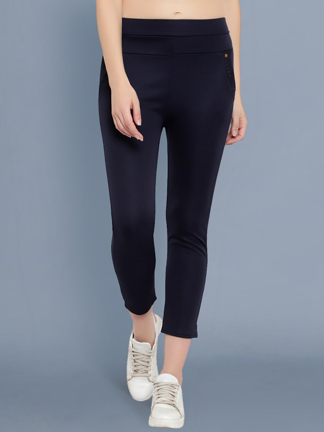 

BUY NEW TREND Women Navy Blue Comfort Slim Fit Chinos Trousers