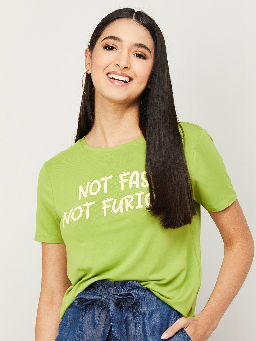 

Ginger by Lifestyle Women Green Print Top