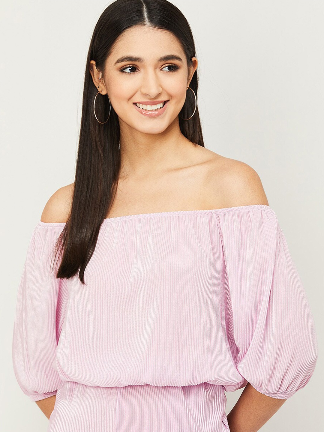 

Ginger by Lifestyle Purple Off-Shoulder Bardot Top