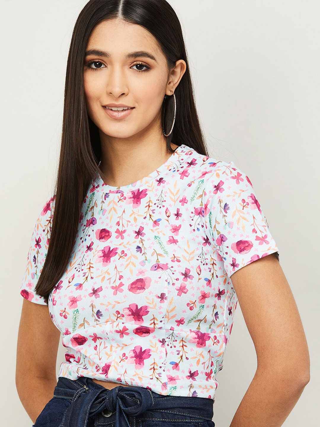 

Ginger by Lifestyle Women Blue Floral Print Top