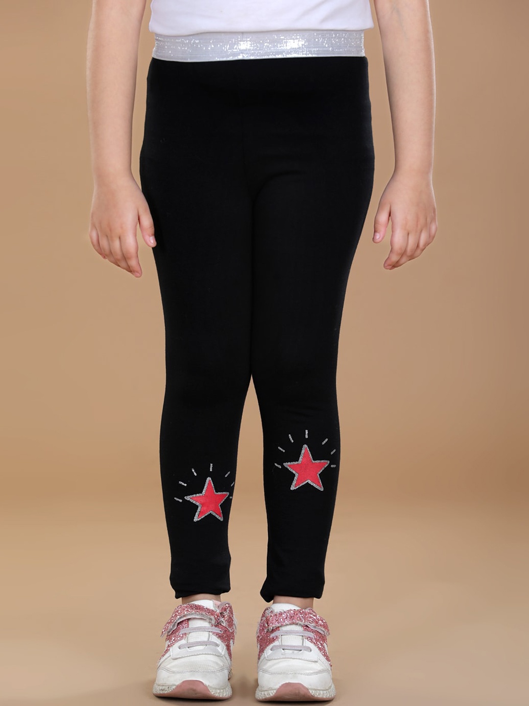 

StyleStone Girls Black & Red Printed Cotton Ankle-Length Leggings