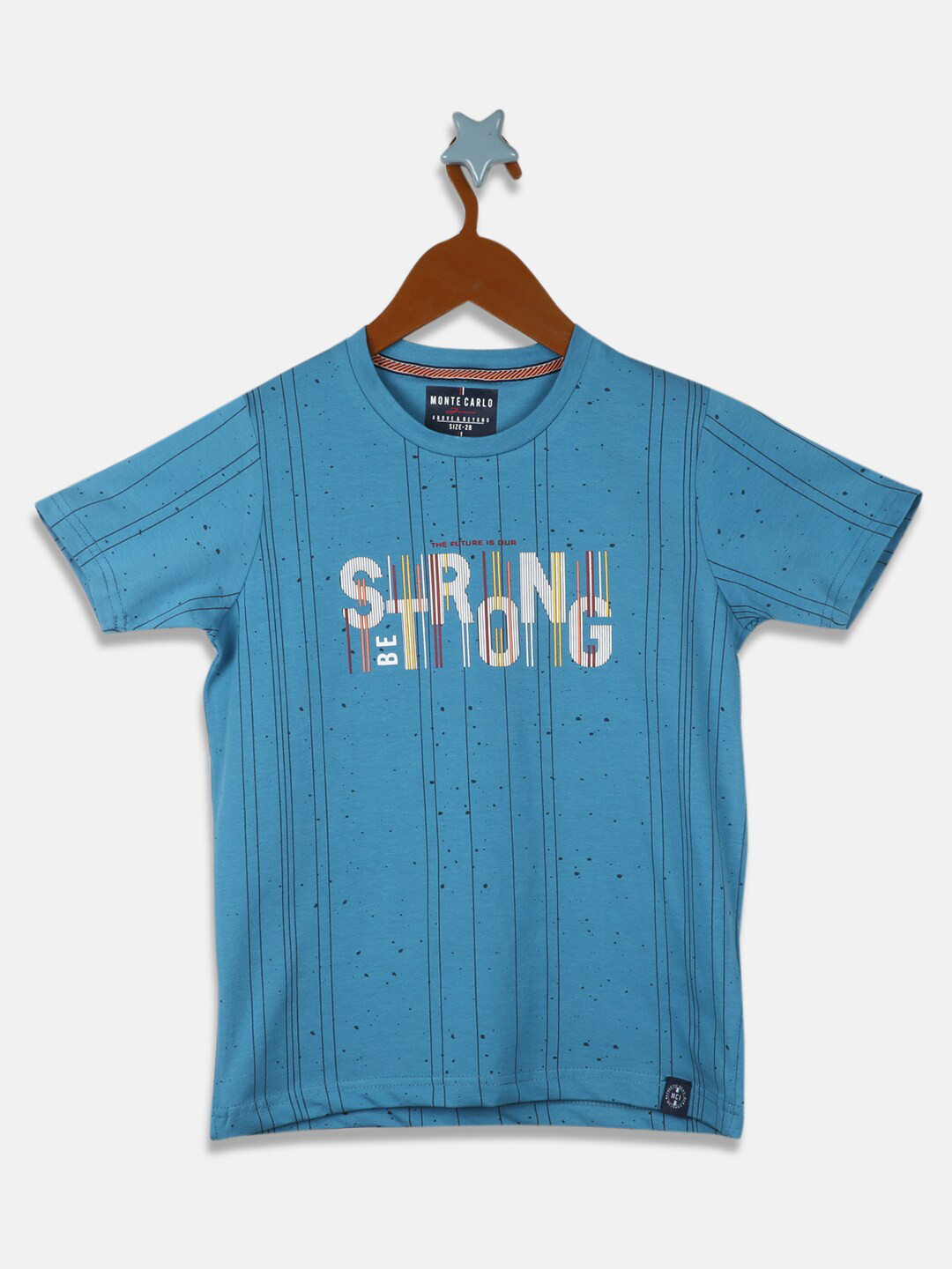

Monte Carlo Boys Blue & Black Typography Striped T-shirt