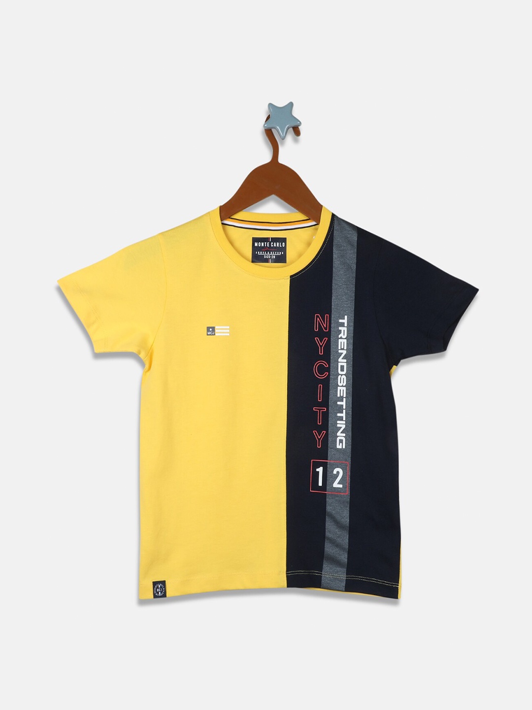 Monte Carlo Boys Yellow & Black Colourblocked T-shirt