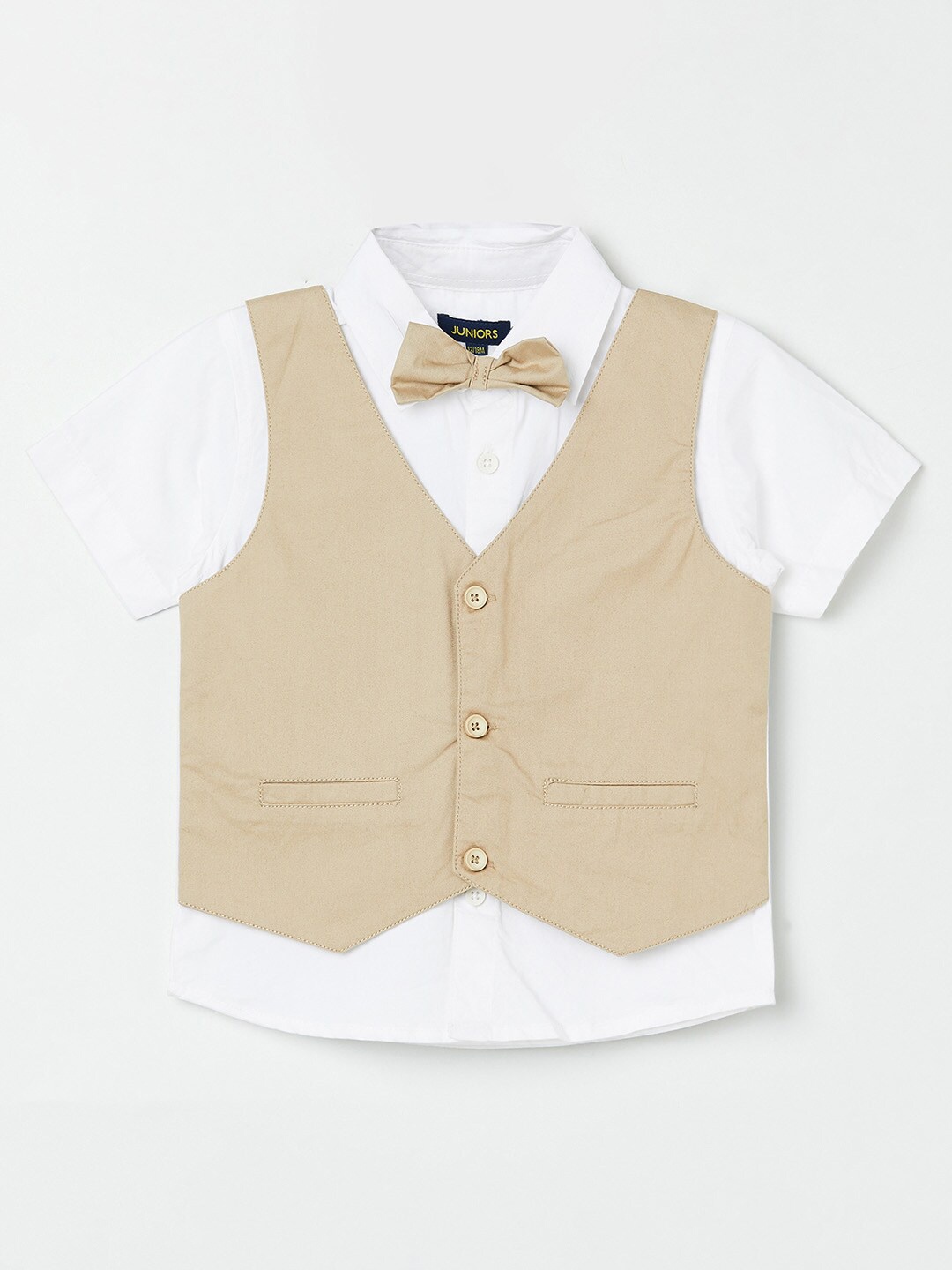 

Juniors Boys Beige Pure Cotton Casual Shirt