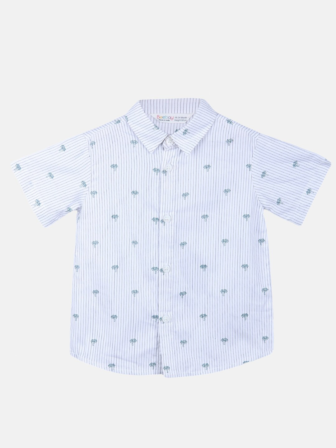 

Beebay Boys White Striped Cotton Casual Shirt