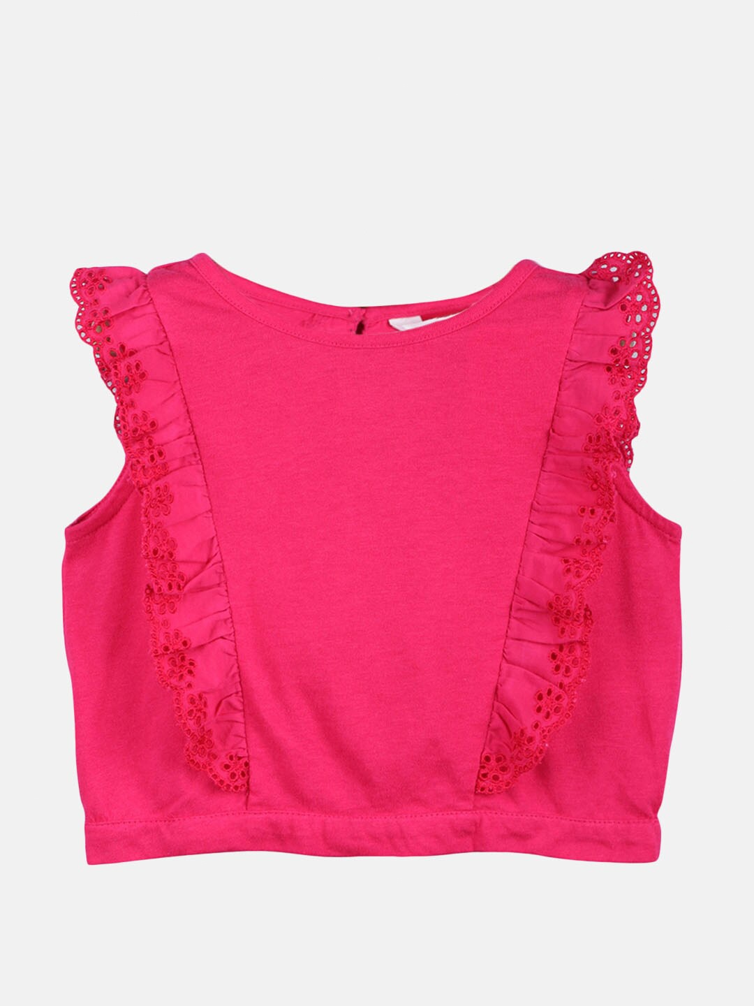 

Beebay Fuchsia Ruffles Schiffli Pure Cotton Top