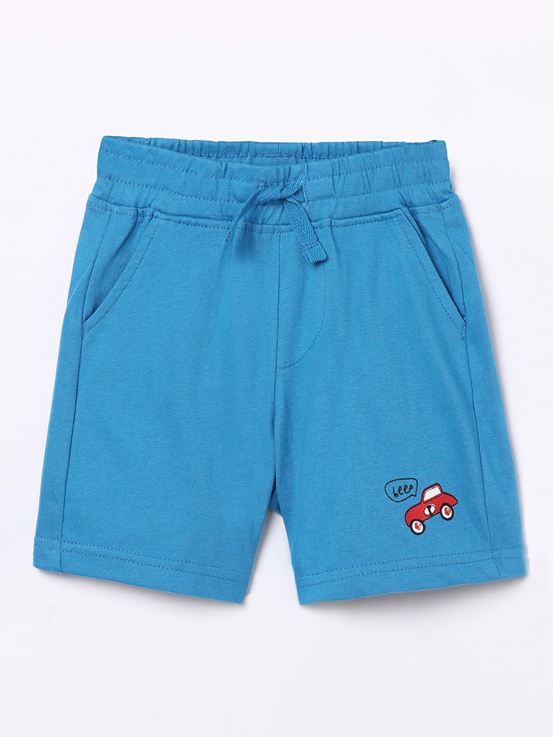 

Juniors Boys Blue Printed Cotton Shorts