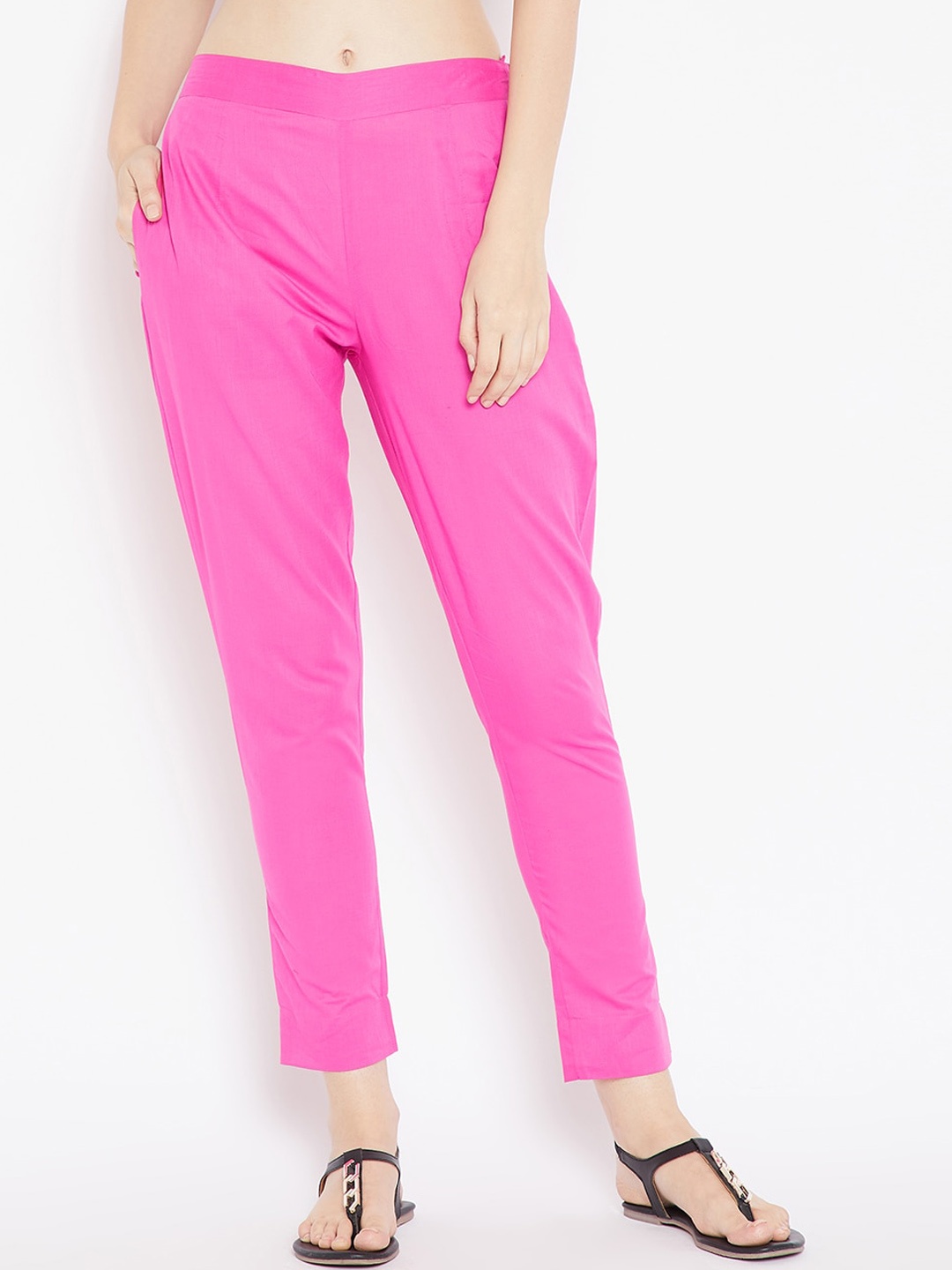 

Aujjessa Women Pink Smart Pure Cotton Trousers