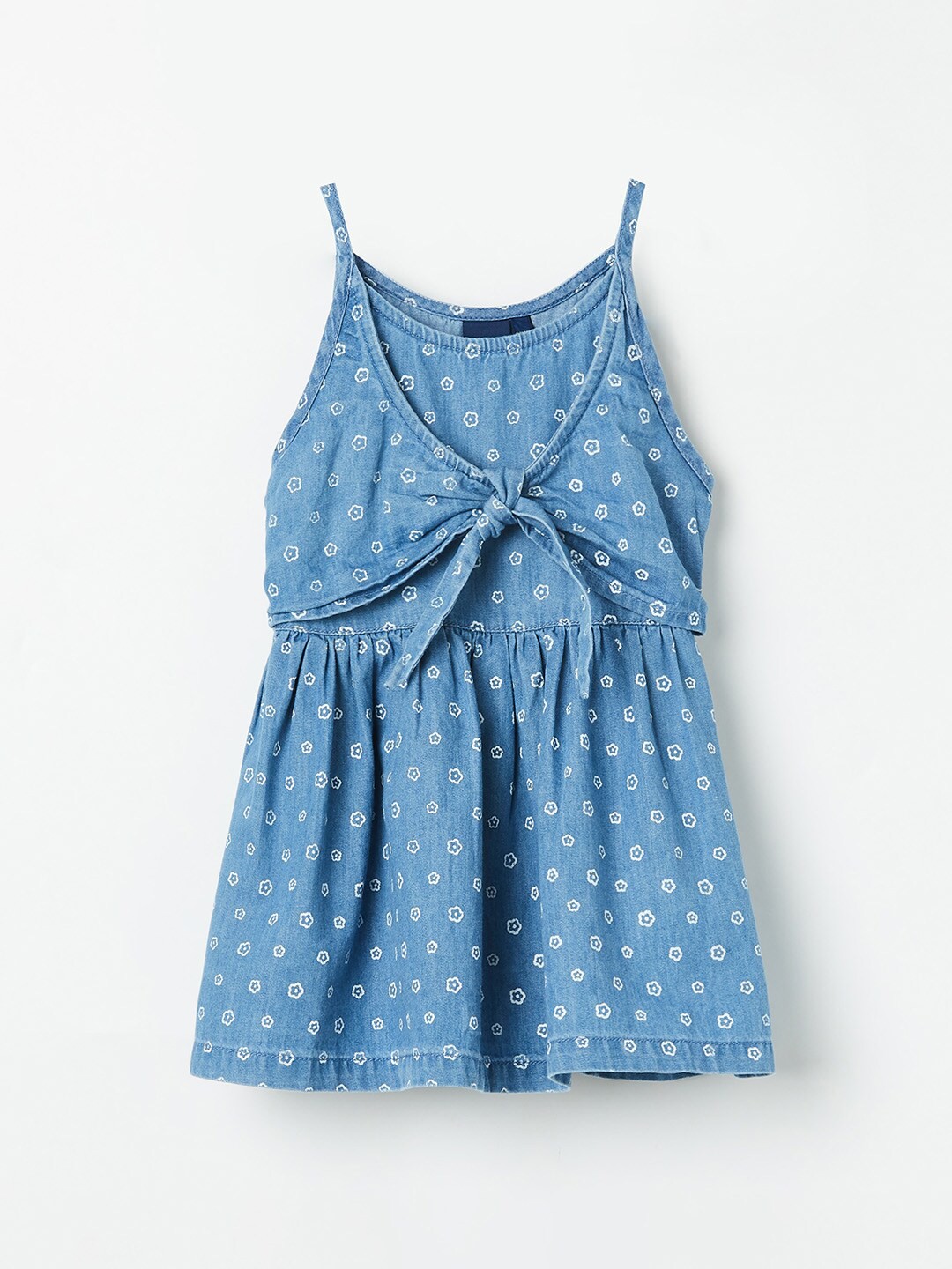 

Juniors Blue & White Floral Organic Cotton Denim Dress