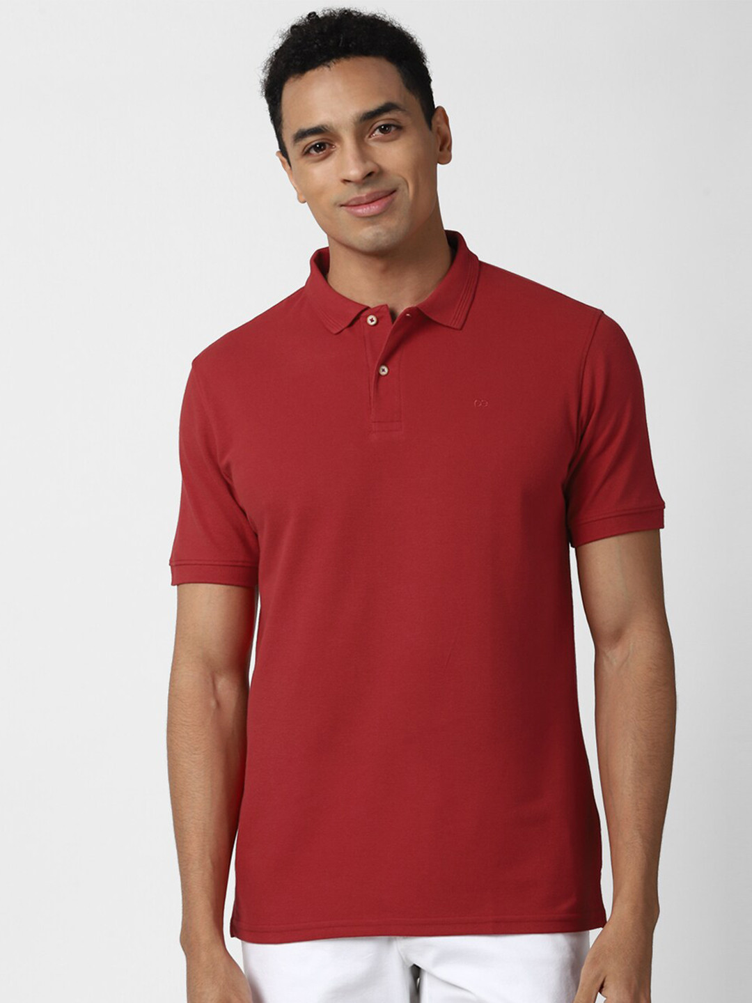 

Peter England Casuals Men Red Polo Collar T-shirt