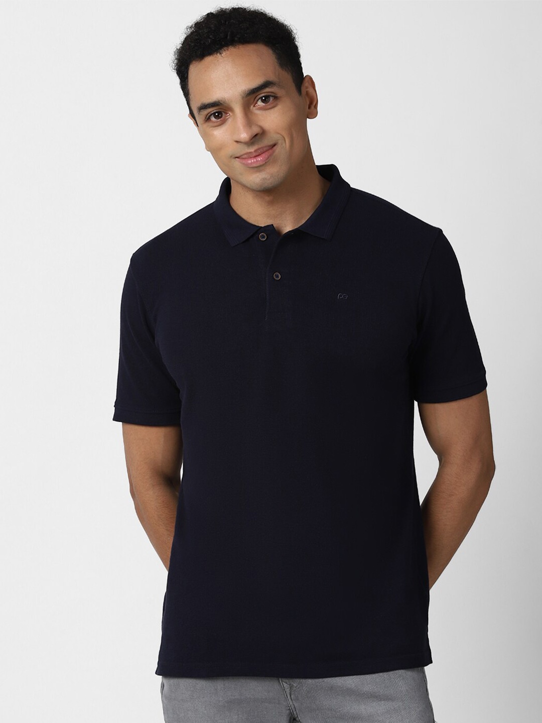 

Peter England Casuals Men Navy Blue Polo Collar T-shirt