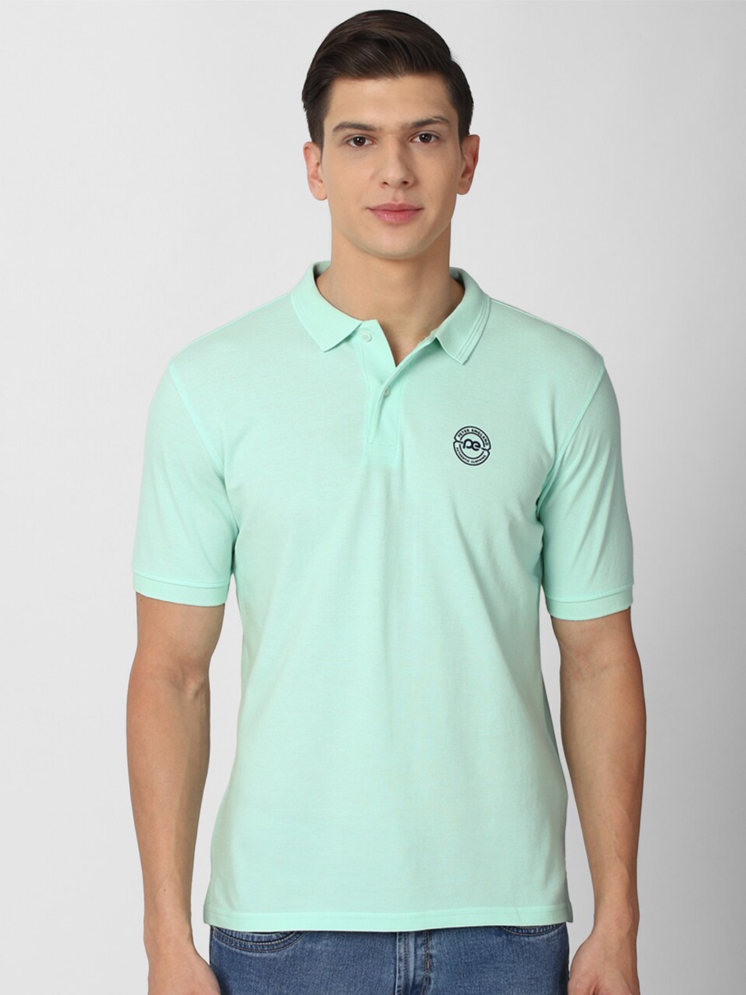 

Peter England Casuals Men Green Polo Collar T-shirt