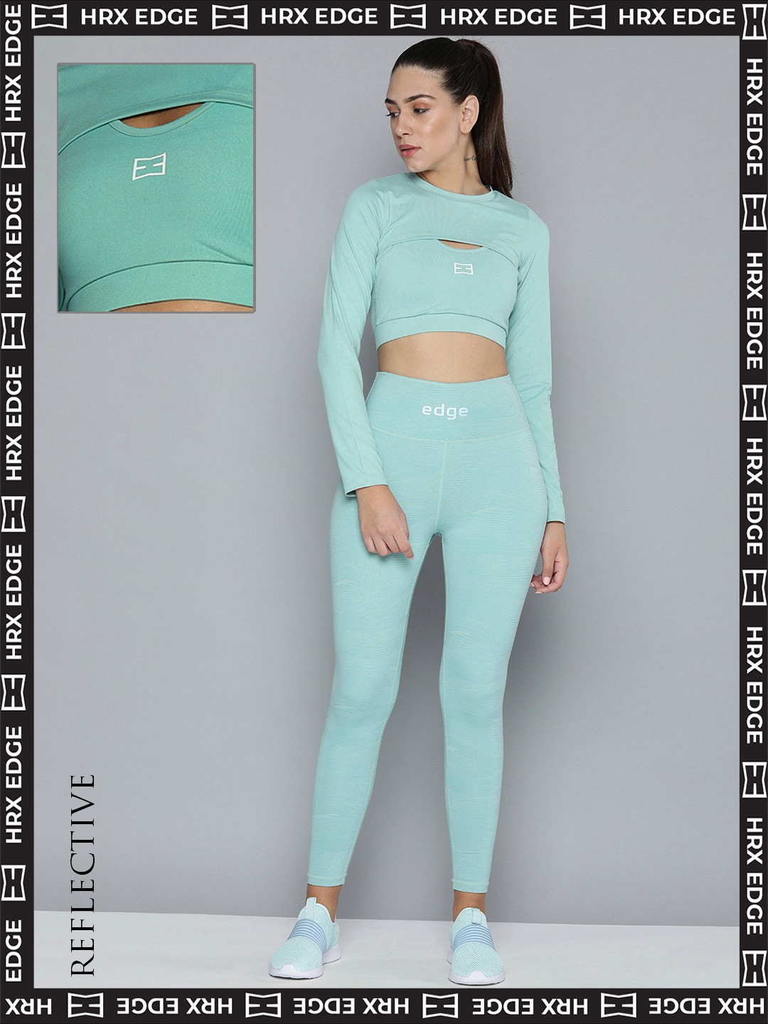 

HRX By Hrithik Roshan EDGE Women Ether Rapid-Dry Typography Sports Bra, Blue