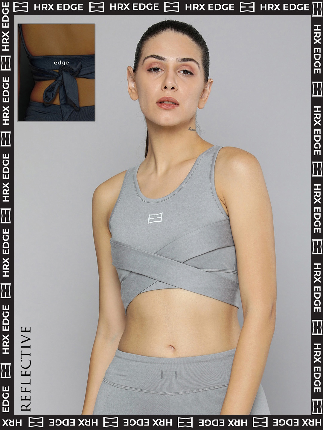 

HRX By Hrithik Roshan EDGE Women Tradewinds Rapid-Dry Solid Sports Bra, Grey