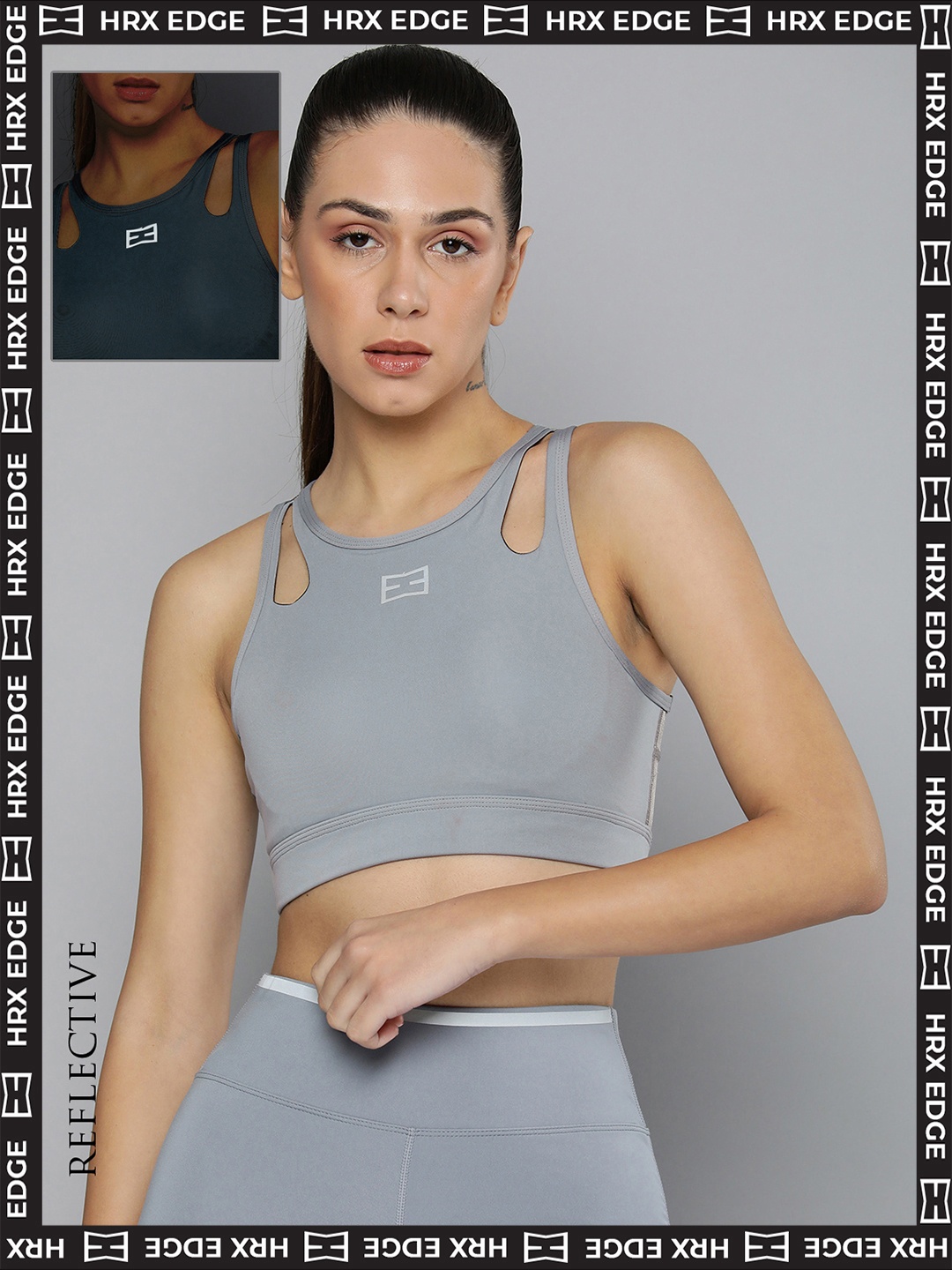 

HRX By Hrithik Roshan EDGE Women Grey Rapid-Dry Solid Sports Bra